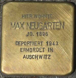 Stolperstein zum Gedenken an Max Neugarten an der Rheinischen Straße 29 44137 Dortmund